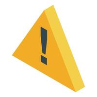 Yellow triangle showing exclamation mark warning sign in isometric view vector