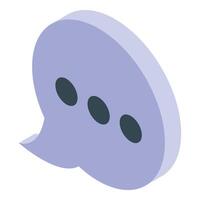 Purple speech bubble showing typing status in isometric view vector