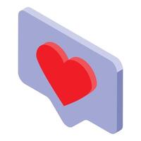 Red heart showing love and affection on social media reaction icon vector