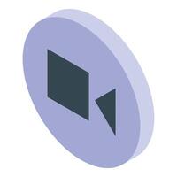 Video camera icon symbolizing recording and multimedia content creation in isometric view vector