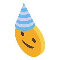 Smiling emoji wearing a festive party hat, celebrating special occasions vector
