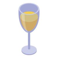 Glass of white wine showing a golden liquid inside vector