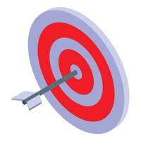 Arrow hitting center of target, achieving business goal vector