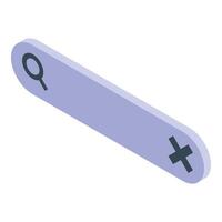 Search bar panel with magnifying glass and close icon showing online research and data analysis vector