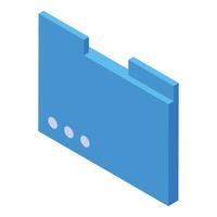 Blue computer folder isometric view representing data storage vector