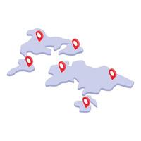 World map with location pins showing global destinations vector