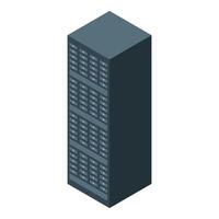Mainframe server tower operating with blinking led lights in modern data center vector