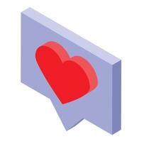 Red heart showing love and affection in a social media notification icon vector