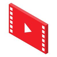 Red video player button showing playing movie or video content vector