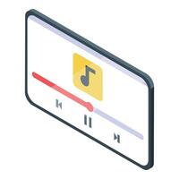 Smartphone playing music with progress bar and note icon vector