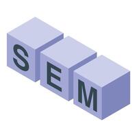 Search engine marketing concept illustrated with cubes forming sem acronym vector