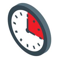 Clock showing time passing isometrically with red section vector