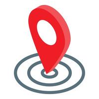 Red location pin pointing target on map vector