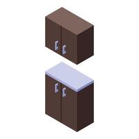 Kitchen furniture set with hanging cabinet and counter cabinet isometric view vector