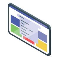 Modern tablet displaying electronic invoice for online payment vector