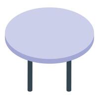 Round table with light purple surface and dark legs isometric view vector