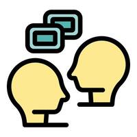 Two people exchanging ideas during brainstorming session vector