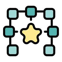 Blockchain network connecting around a star icon vector
