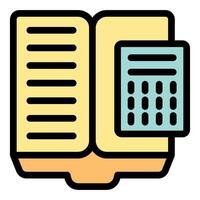 Open textbook with calculator for studying mathematics vector