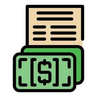 Stack of money with invoice for payment illustrating concept of billing vector