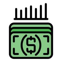 Money increasing with growing up chart bar graph on top vector