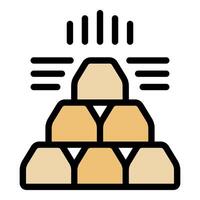 Gold bars stack growing with financial arrow up vector