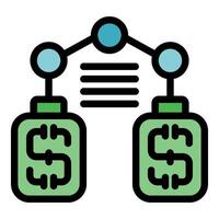 Digital payment system connecting two digital wallets with money transfer vector