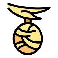 Golden snitch hanging on a string from harry potter universe vector