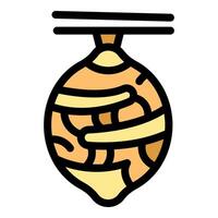Hanging cocoon icon illustrating metamorphosis process vector