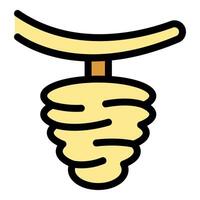 Beehive hanging on a branch with honeycomb inside vector