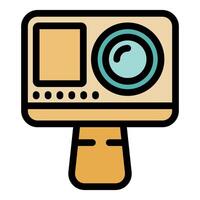 Action camera is recording video blog content on tripod vector