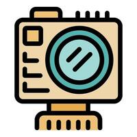 Professional digital camera is standing on a tripod for video recording or photography vector