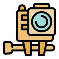 Action camera standing on a tripod being ready to film vector