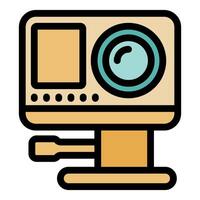 Action camera standing on a tripod is recording video blog vector