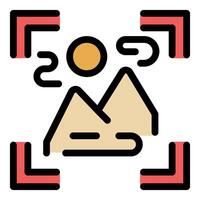 Camera focusing on mountain landscape viewfinder icon vector