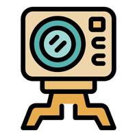 Action camera standing on a tripod is recording video blog content vector