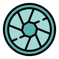 Camera shutter open showing diaphragm blades icon vector