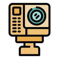 Action camera with buttons on the side is recording video vector
