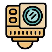 Action camera capturing extreme sports with high quality lens vector