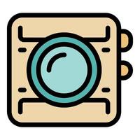 Action camera showing its big powerful lens icon vector