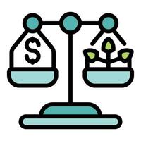 Scale comparing money and plant growth representing esg investing concept vector