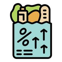 Shopping bag showing grocery price increase inflation concept vector