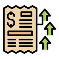 Invoice showing increasing cost of living with upward arrows vector