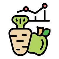 Apple and carrot with growing chart representing healthy food business growth vector