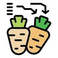 Decreasing chart showing carrot price decrease icon vector