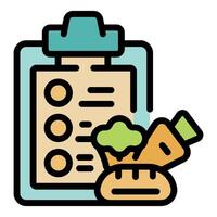 Healthy food menu planning with clipboard and vegetables icon vector