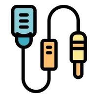 Audio jack adapter connecting smartphone to audio device icon vector