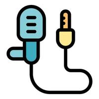 Wired microphone with cable and jack connector icon vector