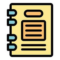 Yellow notepad with spiral binding showing blank pages for important notes vector