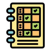 Businessman holding a notebook displaying a project management chart with check marks, highlighting completed tasks vector